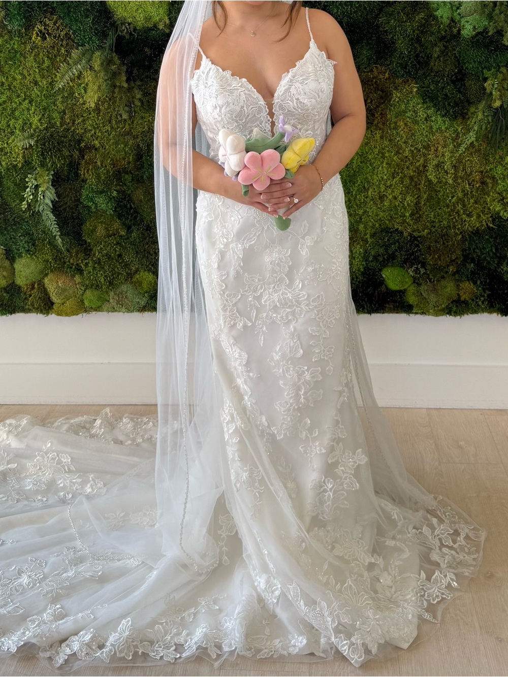 Stella York 7469 - Gorgeous Fit & Flare Sparkly Lace V-Neck Wedding Gown